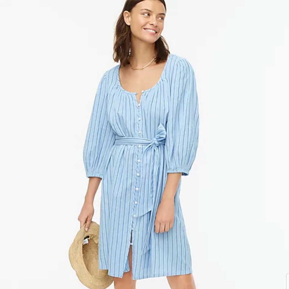 Balloon-sleeve dress in stripe XS NWOT